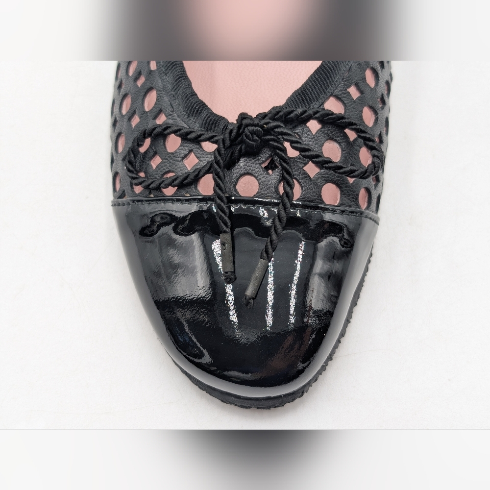 Paul Mayers Attitudes Ballet Flats Sz 8B Black Patent & Mesh Leather Women Shoes - Picture 5 of 17